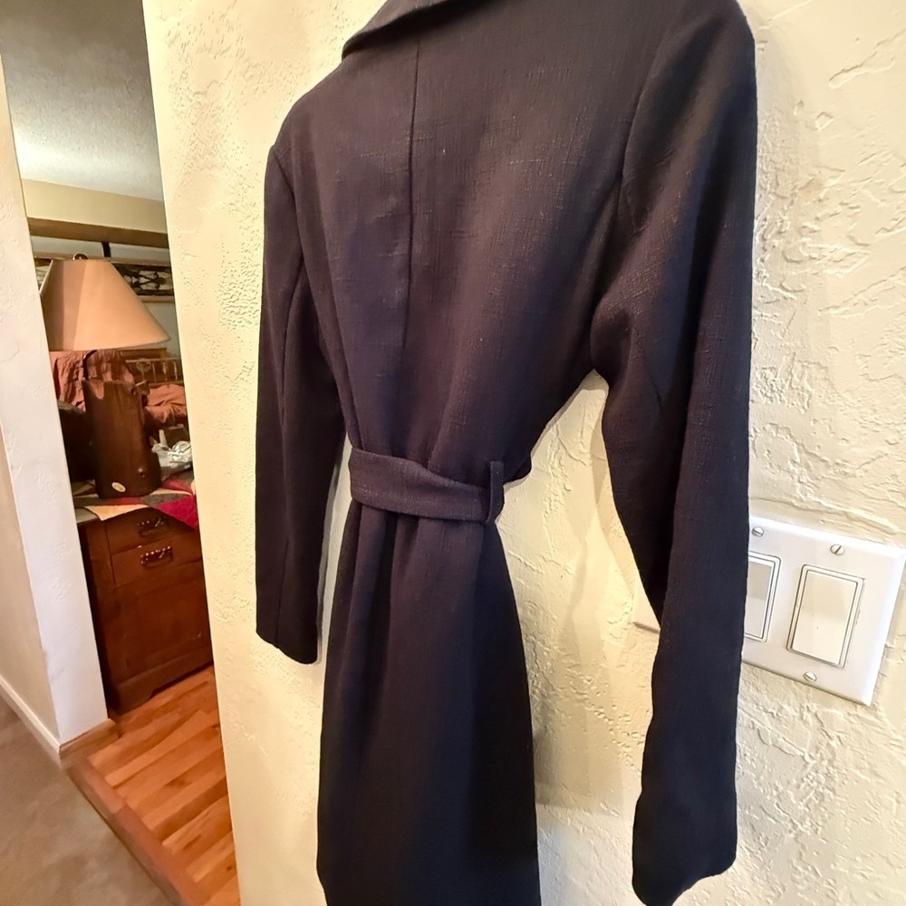 Lilly Pulitzer Ruffle Black Trench Coat with Pink Lining - Picture 12 of 16